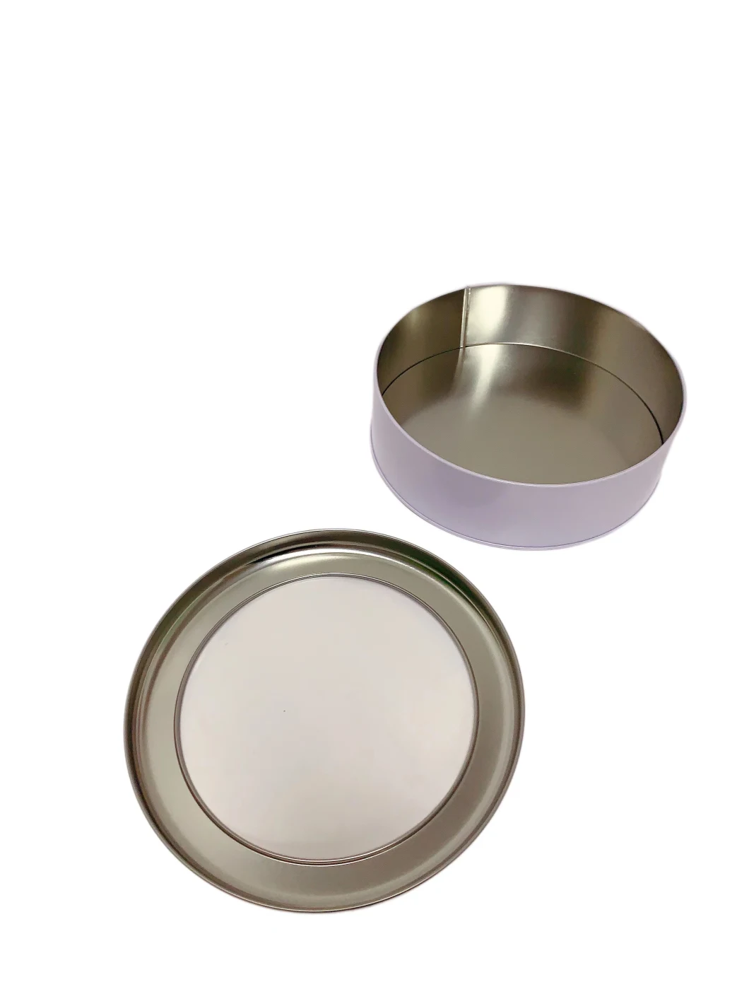 Round Tin with Clear Pet Window Custom Candle Tin Box Bulk Silver Colored Metal Box Window Tin Box