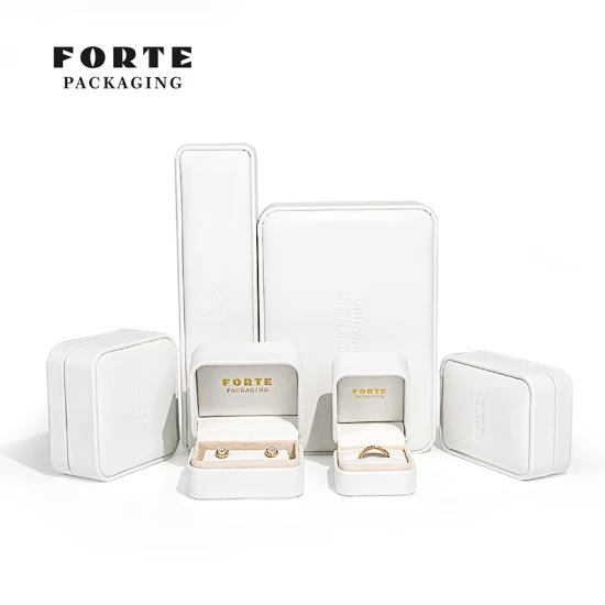 Forte Luxury Fashion Leather Jewelry Packaging Portagioie grigio con logo personalizzato